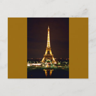 Eiffel Tower at Night - Colour Postcard