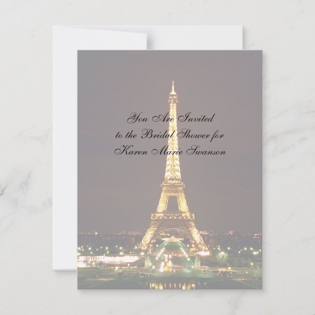 Eiffel Tower at Night Invitation (Front)