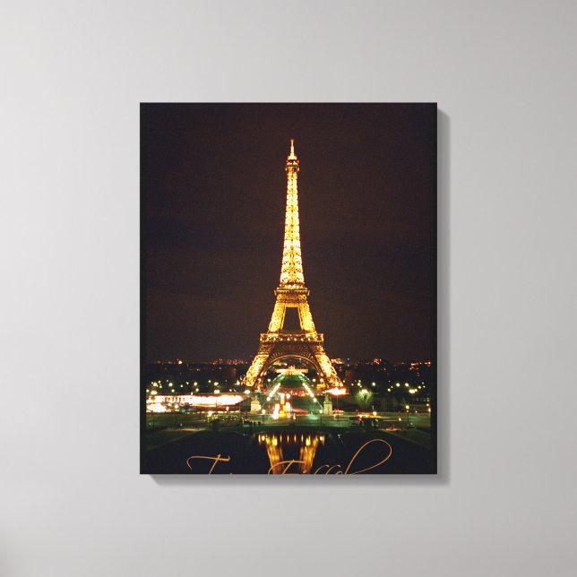 Eiffel Tower at Night on Wrapped Canvas (Front)