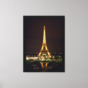 Eiffel Tower at Night on Wrapped Canvas