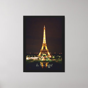 Eiffel Tower at Night on Wrapped Canvas