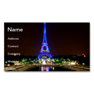 Eiffel Tower at night, Paris Magnetic Business Card