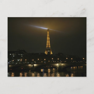 Eiffel tower at night, Paris. Postcard