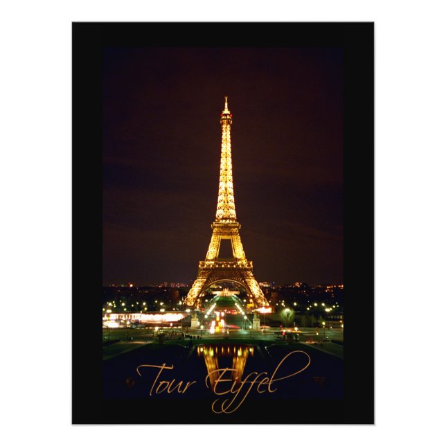 Eiffel Tower at Night Photographic Print (Front)