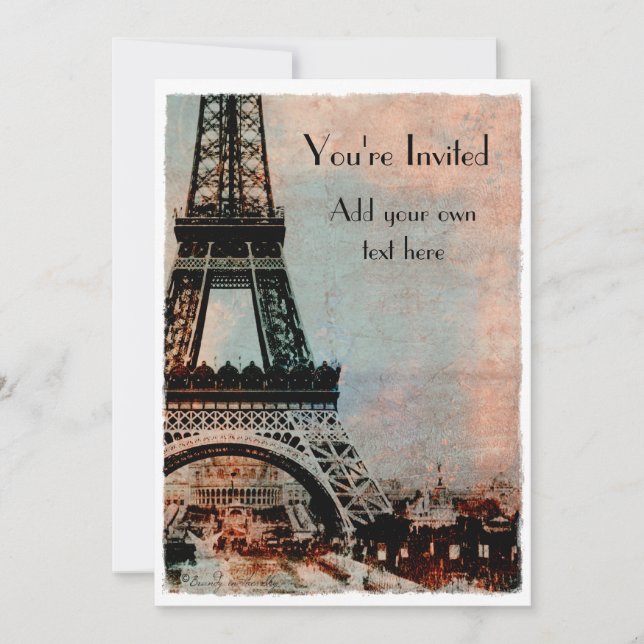 Eiffel Tower at Sunrise Vintage Style Invitation (Front)