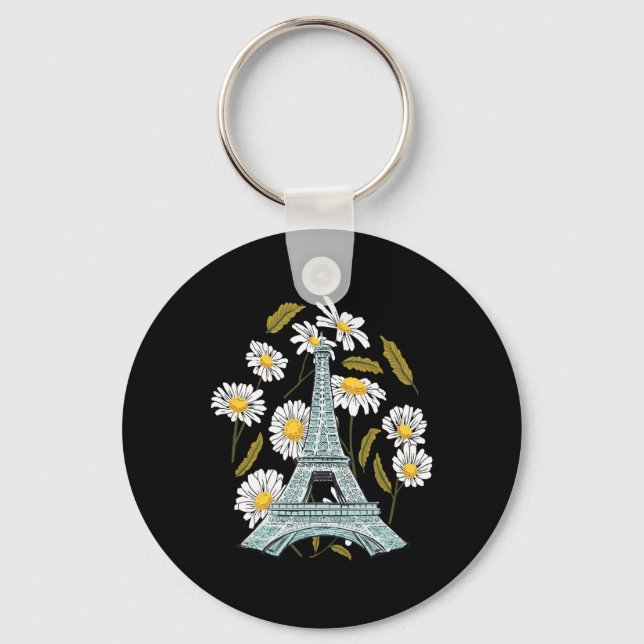 Eiffel Tower Autumn Flower Paris Fall In France So Keychain (Front)