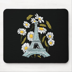 Eiffel Tower Autumn Flower Paris Fall In France So Mouse Pad