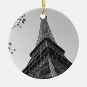 Eiffel Tower b/w Ceramic Ornament