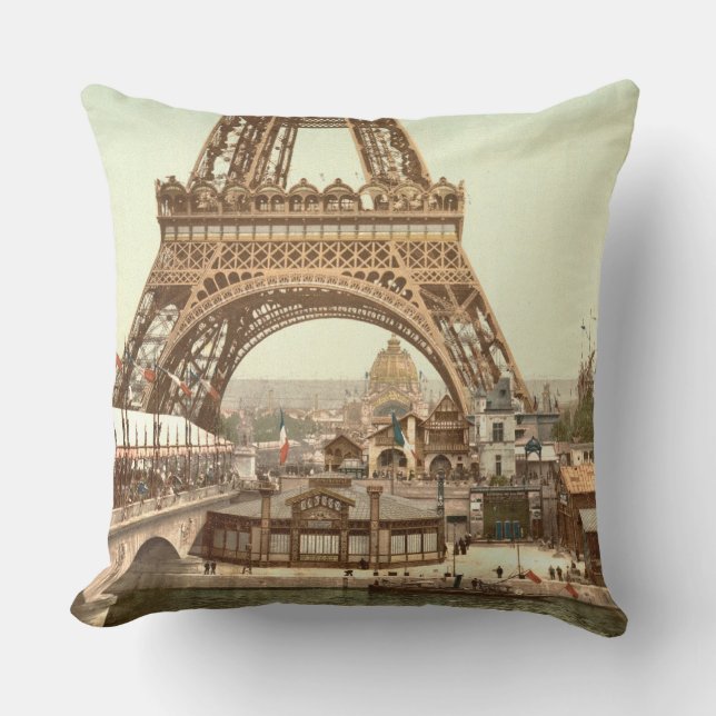 Eiffel Tower Base, Paris, France Throw Pillow (Front)