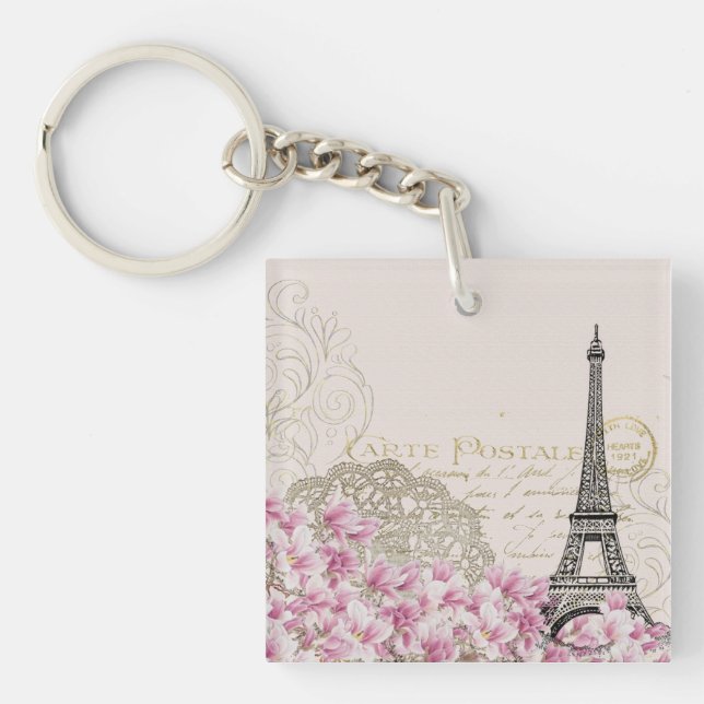 Eiffel Tower Best Wedding Destination Paris Europe Keychain (Front)