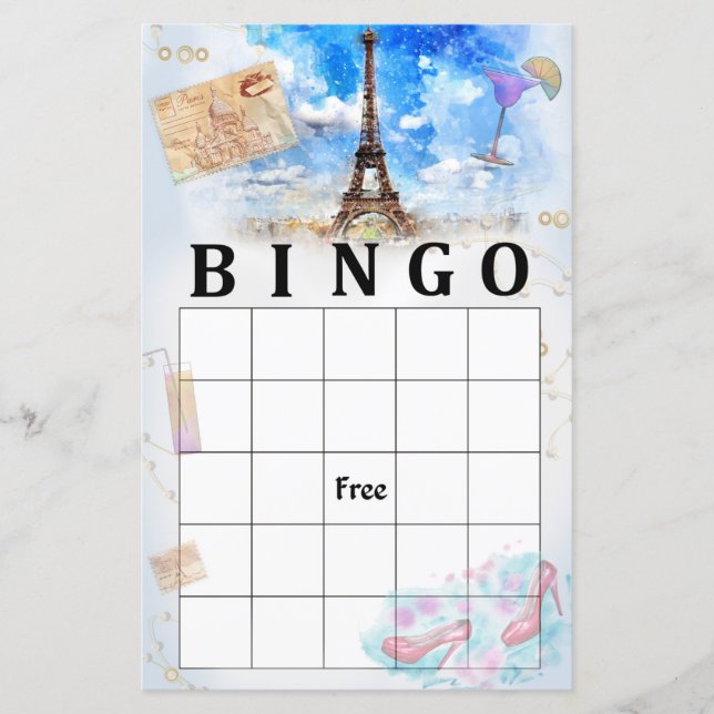 Eiffel tower bingo game (Front)