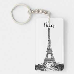 Eiffel tower black and white keychain