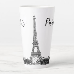 Eiffel tower black and white latte mug