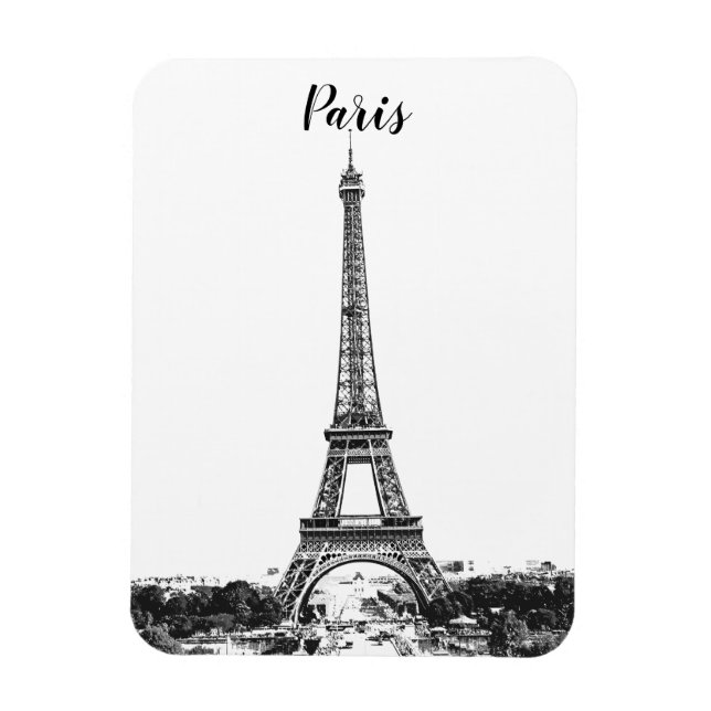 Eiffel tower black and white magnet (Vertical)