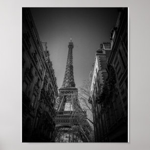 Eiffel Tower Black and White Photo Poster