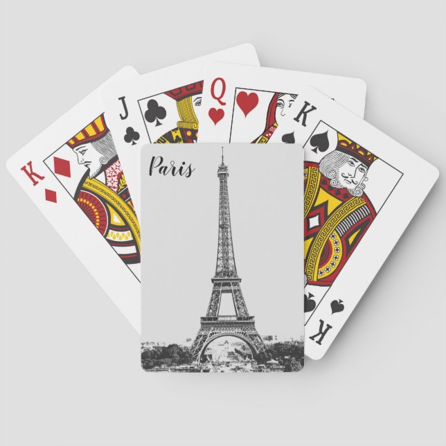 Eiffel tower black and white playing cards (Back)