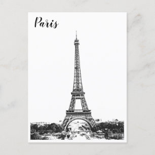 Eiffel tower black and white postcard