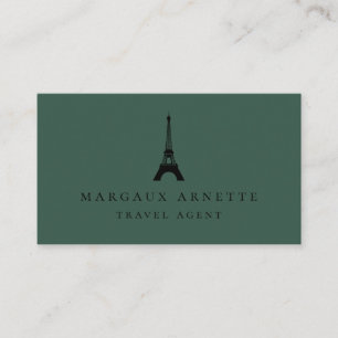 Eiffel Tower Black Logo Green Business Card