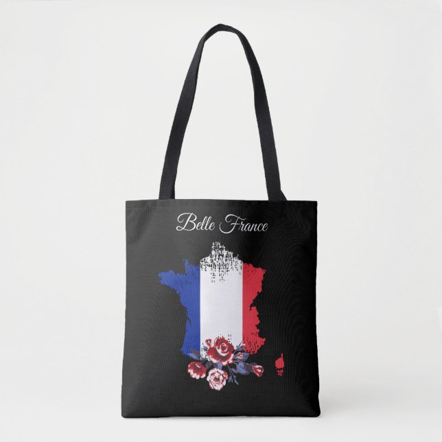 *~* Eiffel Tower Black Outline White Paris Tote Bag (Front)