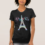 Eiffel Tower black t-shirt<br><div class="desc">A multi-coloured Eiffel Tower stands alone with a whimsical "Paris" raining confetti in the background.</div>