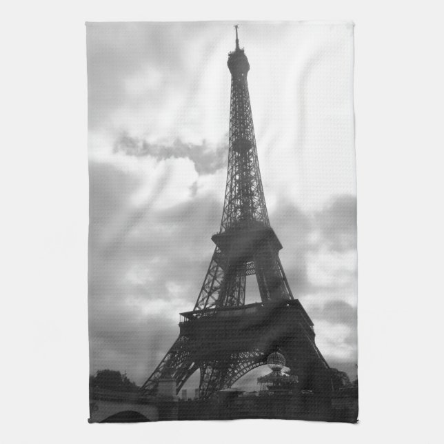 Eiffel Tower Black tone Kitchen Towel (Vertical)