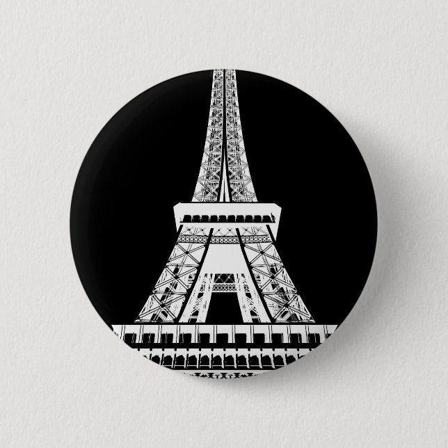 Eiffel Tower Black White Image 2 Inch Round Button (Front)