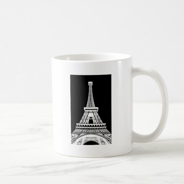 Eiffel Tower Black White Image Coffee Mug (Right)