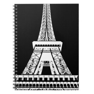 Eiffel Tower Black White Image Notebook