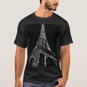 Eiffel Tower Black & White Pop Art Retro T-Shirt