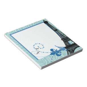Eiffel Tower Blue Cute Wood Grain Love Birds Notepad
