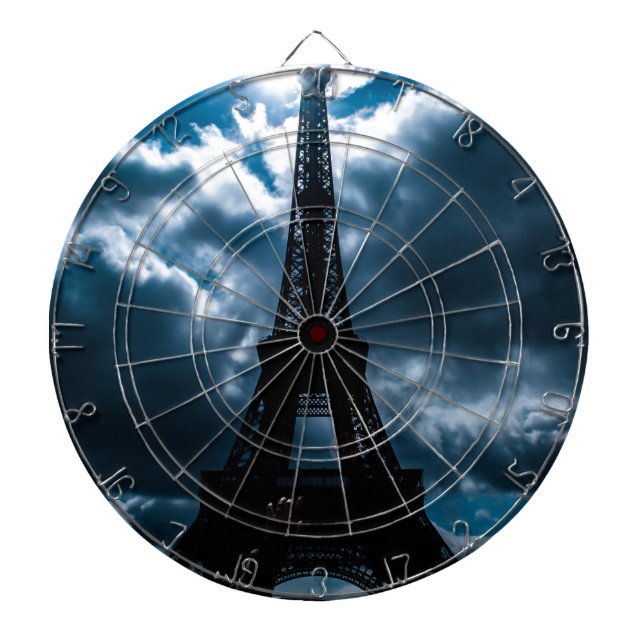 Eiffel Tower Blue Night Dartboard (Front)
