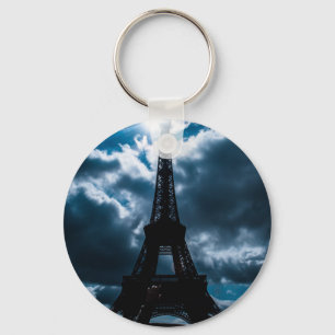 Eiffel Tower Blue Night Keychain