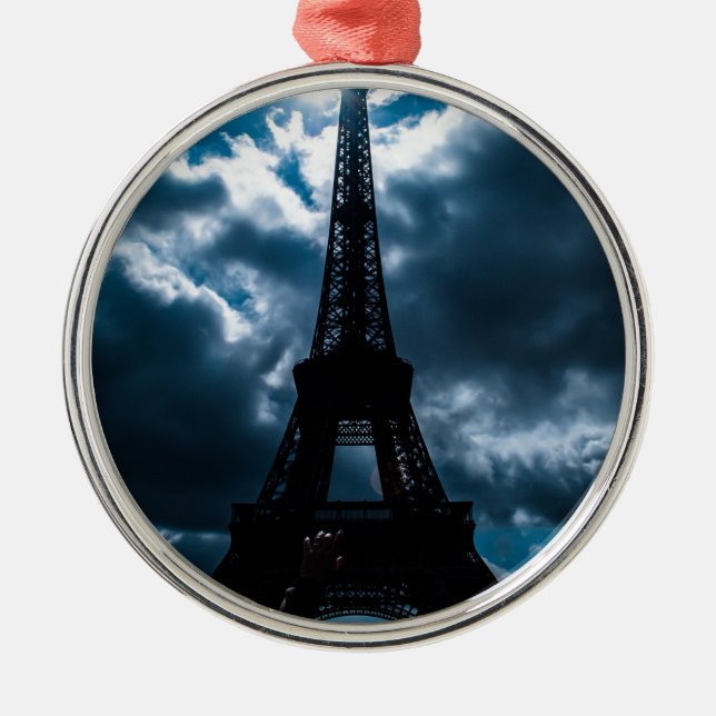 Eiffel Tower Blue Night Metal Ornament (Front)