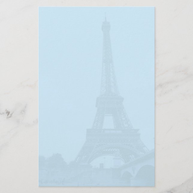 Eiffel Tower Blue Stationery Paper (Front)