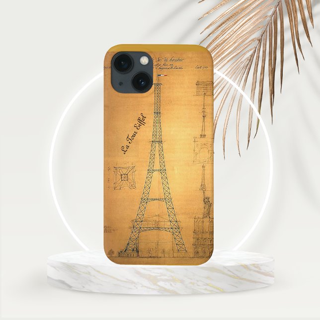 Eiffel Tower Blueprint 1884  Case-Mate iPhone Case (Eiffel Tower Blueprint Phone Case )
