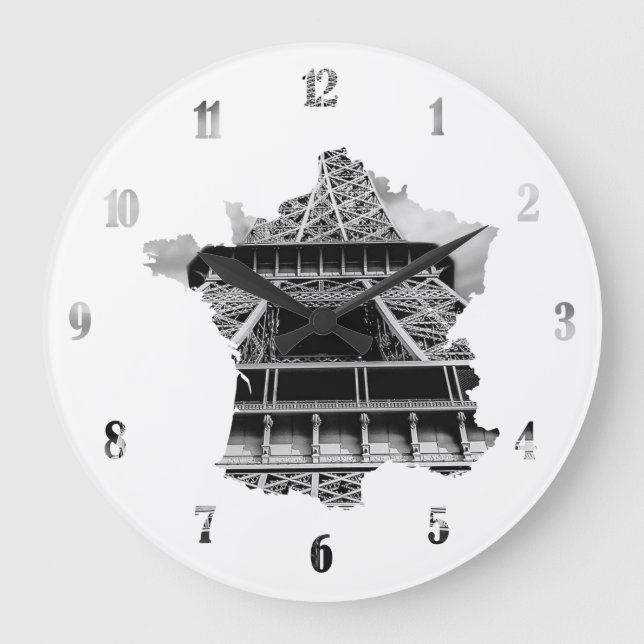 Eiffel tower bnw large clock (Front)