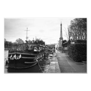 Eiffel Tower Boat on Seine - Photo Print