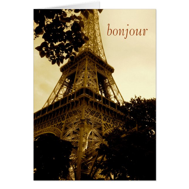 Eiffel Tower, bonjour! travel, blank inside (Front)