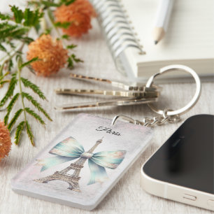 Eiffel Tower & Bow Magnet Keychain