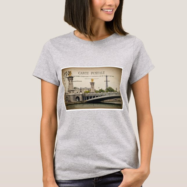 Eiffel Tower Bridge, Paris France T-Shirt (Front)