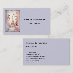 Eiffel Tower Butterflies and Flowers Business Card