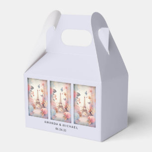 Eiffel Tower Butterflies and Flowers Wedding Favor Box