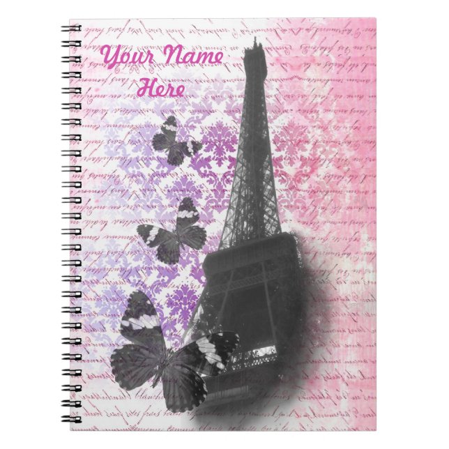 Eiffel tower & butterflies notebook (Front)
