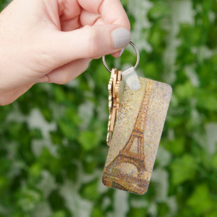 Eiffel Tower by Georges Seurat, Vintage Fine Art Keychain