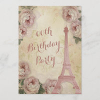 Eiffel Tower Cabbage Roses Any Age Birthday Party