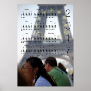 Eiffel Tower Calendar Poster 2017