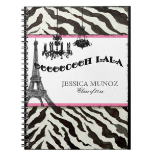 Eiffel Tower Chandelier Zebra Personalized Journal