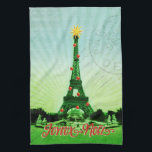 Eiffel Tower Christmas Collage Kitchen Towel<br><div class="desc">A holiday collage,  vintage Eiffel Tower turned into a Christmas tree. Joyeux Noël</div>