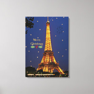 Eiffel Tower Christmas, festive holiday photograph Canvas Print