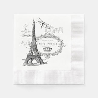 Eiffel tower collage napkin